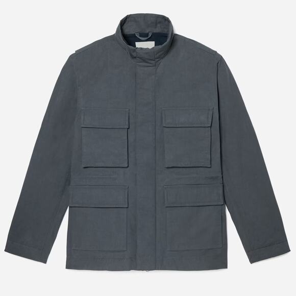 EVERLANE The Waxed Cotton Jacket Slate Gray Utility Pockets Zip Front Medium NEW - Picture 5 of 8